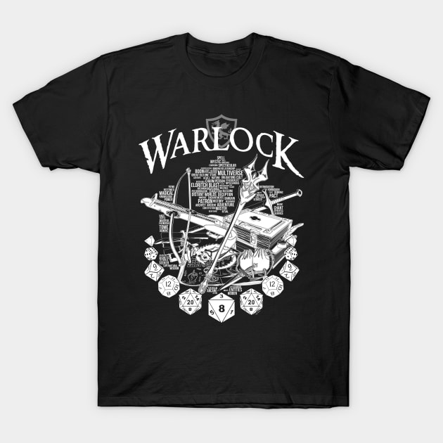 RPG Class Series: Warlock - White Version T-Shirt by Milmino